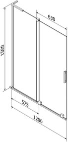 Mexen Velar L, 2-krídlová posuvná vaňová zástena 120 x 150 cm, 8mm šedé sklo, biela matná, 896-120-003-41-20