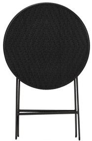 Okrúhly ratanový záhradný stolík - čierny | 60cm