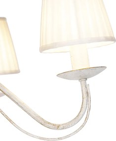 Lustr biely s vrúbkovanými krémovými tienidlami na klipsy 5-svetlo - Giuseppe