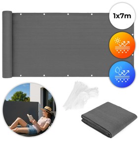 Balkónový kryt s príslušenstvom 100x700 cm tieniaca sieť + inštalačné prvky sivá MultiGarden