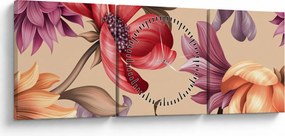 Obraz - Vintage kvety (s hodinami) (90x30 cm)