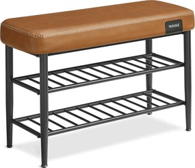 Lavica na topánky s prešívaním, 30 × 80 × 50 cm, karamelová farba