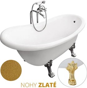 Besco Akrylátová voľne stojaca vaňa Otylia Glam Z 160x77 (170x77) s prepadom BESCO-Typ výpuste: Click-Clack s prepadom, chróm, BESCO-Nôžky: Čierna ma…