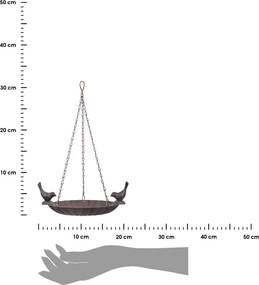 Závesné napájadlo pre vtáky Ora, 32x21 cm, liatina, hnedá