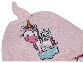 Ružový bavlnený detský župan a osuška v súprave 3 ks veľkosť 0-2 roky Unicorn – Foutastic