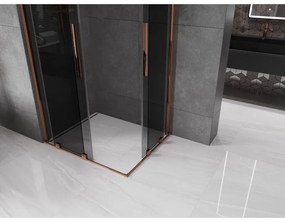 Mexen Velar Duo, sprchový kút s posuvnými dverami 90 x 80 cm, 8mm šedé sklo, ružové zlato, 871-090-080-42-60