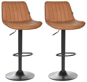 Sada 2 otočných barových stoličiek z umelej kože hnedá DUBROVNIK Beliani