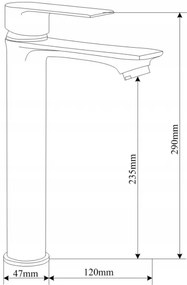 Mexen ROYO, vysoká umývadlová batéria h-290, grafitová, 72210-66