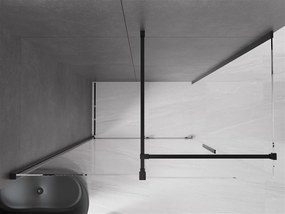 Mexen Velar, sprchový kút s posuvnými dverami 160(dvere) x 100(stena) cm, 8mm číre sklo, čierna matná, 871-160-100-01-70