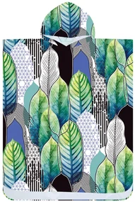 Plážové pončo FEATHER zeleno-modré 80x145 cm