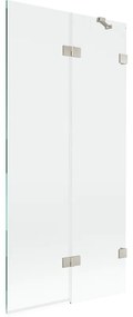Mexen Lunar, 2-krídlová vaňová zástena pravá 90 x 150 cm, číre sklo, brúsená oceľ, 897-090-100-97-00-P