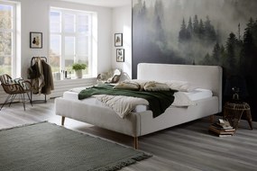 Čalúnená posteľ taupe s úložným priestorom 140 x 200 cm menčester piesková MUZZA