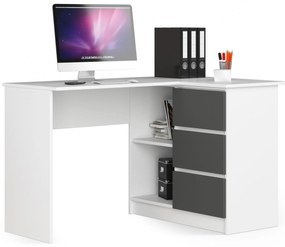 Rohový PC stolík Bodhi (biela + sivá) (P). Akcia -19%. Vlastná spoľahlivá doprava až k Vám domov. 1128558