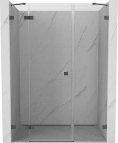 Mexen Lunar, ľavé otočné sprchové dvere 130 cm, 8mm číre sklo, grafitový profil, 834S-130-050-95-00-L