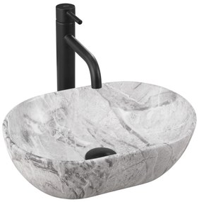 Rea Amelia Mini STONE MATT, umývadlo na dosku 380x260x130 mm, šedá-imitácia kameňa, REA-U9109