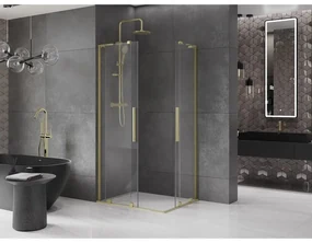 Mexen Velar L Duo, sprchový kút s posuvnými dverami 90 x 80 cm, 8mm číre sklo, zlatá matná, 871-090-080-02-03-55