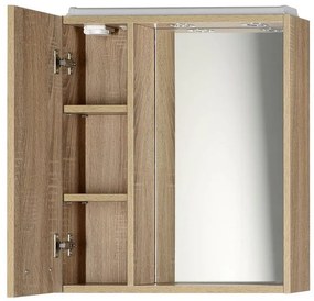 Aqualine Aqualine, ZOJA/KERAMIA FRESH galérka s LED osvetlením 60x60x14cm, ľavá,dub platin, 45027