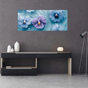Obraz - Fialky vo vode (120x50 cm)