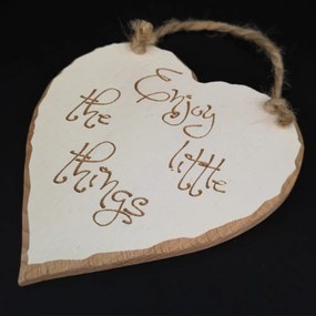 AMADEA Drevené srdce s rytým textom Enjoy little things, masívne drevo, 16x15x1 cm