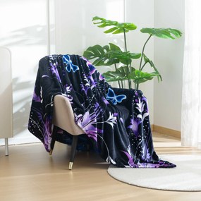 Mikroplyšová deka VIOLET BUTTERFLY tmavomodrá Rozmer: 200 x 220 cm