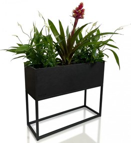 Dokonalý čierny kovový kvetináč LOFT FIORINO 62X22X50 cm