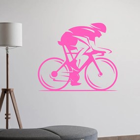 Veselá Stena Samolepka Cestný cyklista Farba: ružová, Veľkosť: 60 x 50 cm
