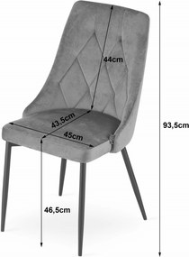 Stolička IMOLA - sivý zamat / čierne nohy