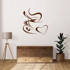 Veselá Stena Samolepka Láska ku káve Farba: hnědá, Veľkosť: 80 x 87 cm