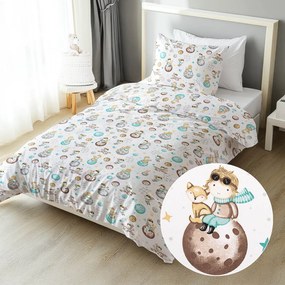 Biante Detské bavlnené posteľné obliečky Sandra SA-561 Malý princ na bielom Predĺžené 140x220 a 70x90 cm