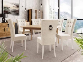 Rozkladací stôl 140x80 so 6 stoličkami ST67, Farby: natura, Farby: biela, Farby: čierny, Potah: Magic Velvet 2250