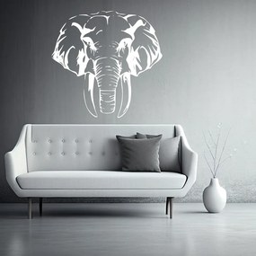 Veselá Stena Samolepka Hlava Slona Farba: bílá, Veľkosť: 80 x 77 cm