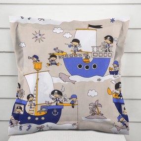 Biante Detská bavlnená obliečka na vankúš s lemom Sandra SA-022 Piráti na mori 30 x 50 cm