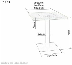 Čierny jedálenský stôl s doskou v dekore dub PURO 70x70