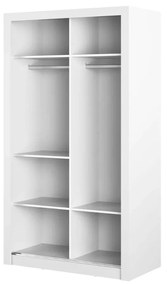 Šatníková skriňa s posuvnými dverami MELANY biela + zrkadlá 120 x 215 x 60 cm