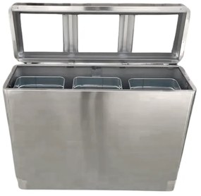Odpadkový kôš na triedený odpad, 3x44 l, nerezový