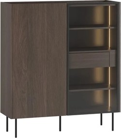 Dvojdverová vitrína Dunari 120 cm s ukrytými zásuvkami - dub dunin