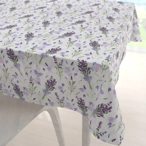 Biante Dekoračný štvorcový obrus PML-085 Vetvičky levandúľ na bielom 130x130 cm