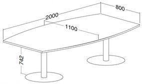 Konferenčný stôl ProOffice 80/110 x 200 x 74,2 cm, buk