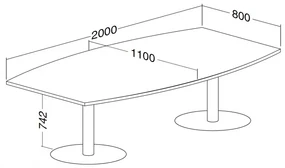 Konferenčný stôl ProOffice 80/110 x 200 x 74,2 cm, buk