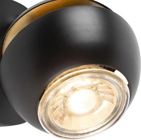 Moderné bodové svetlo 1-žiarovkové čierne so zlatým vnútorným priestorom - Buell Deluxe