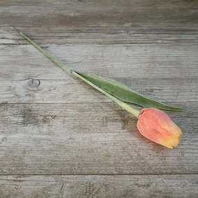 tulipán umelý oranžovo žltý jemne bielený 44cm, cena za 1ks