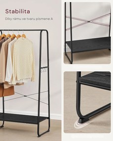 Stojan na oblečení s botníkem Vasagle Greya ebenově černý