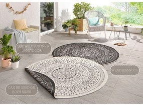Čierno-krémový vonkajší koberec NORTHRUGS Porto, ⌀ 140 cm