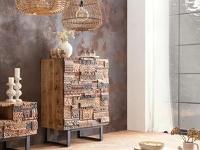 furniture-nabytek.cz - Masívna komoda Highboard v Grónsku z mangového dreva, lakovaná, hnedá