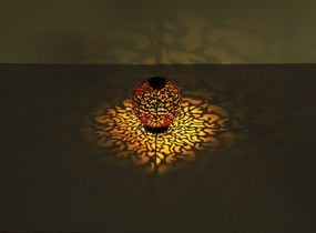 GLOBO Záhradná LED stolová / stojacia lampa SOLAR, 20 cm, guľa, strieborná zlatá