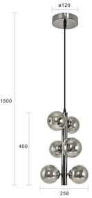 Brilagi - LED Luster na lanku MILLA 6xG9/3W/230V lesklý chróm/dymová