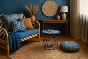 Odkladací stolík BOHO Ø 38 cm, modrý