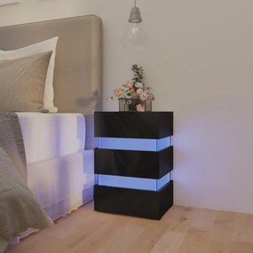 Nočný stolík s LED, lesklý čierny 45x35x67 cm, kompozitné drevo 326847