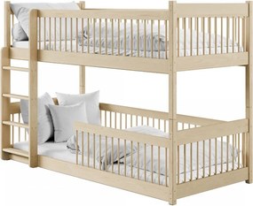 Detská poschodová posteľ s Montessori lôžkom z masívu borovice BOLEK - 200x90 cm - PRÍRODNÁ