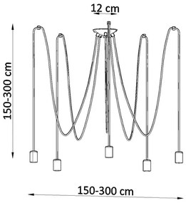 Sollux SL.0371 - Luster na lanku EDISON 5 5xE27/60W/230V pavúk čierna
